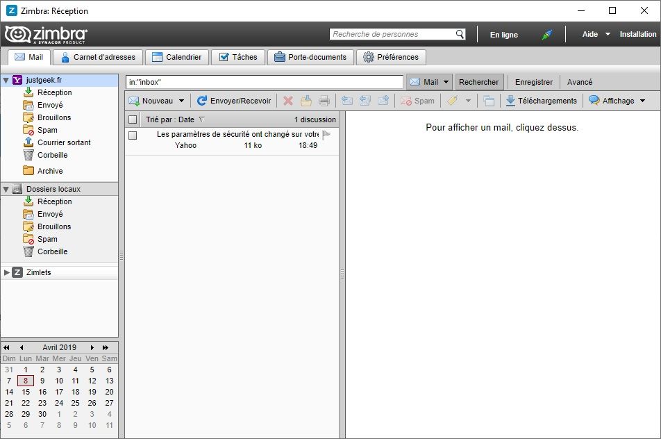 Zimbra Desktop, an open source email client