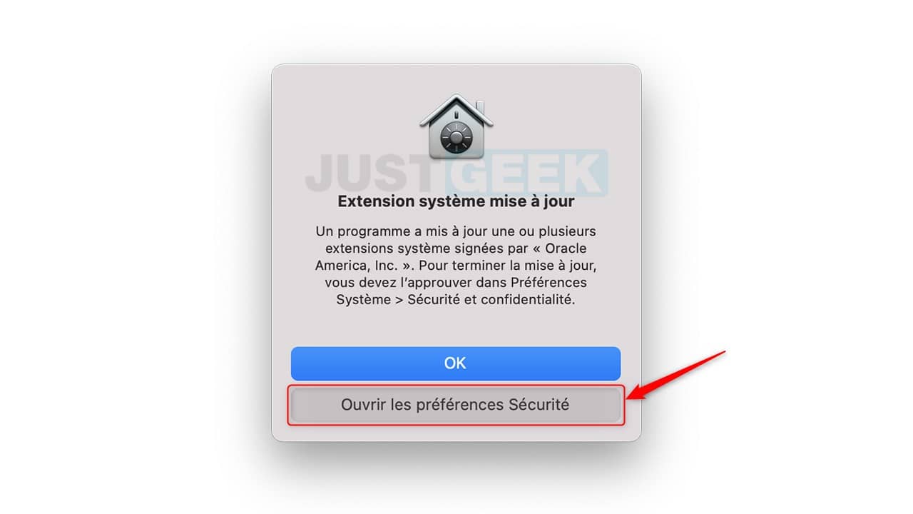 Click Open Security preferences