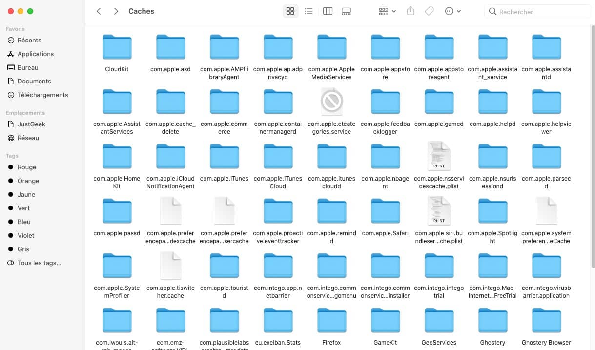 MacOS caches folder